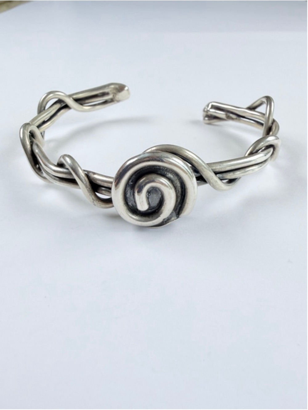 Sherry Tinsman Artisan Handmade Rose Twisted 925 Sterling Silver Cuff Bracelet